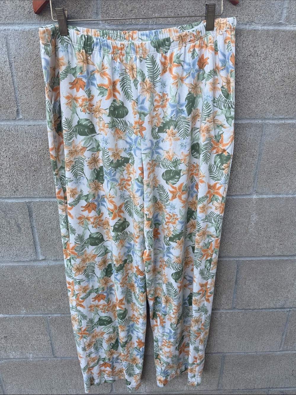 Koolaburra White Tropical Floral Pajama Pants with Orange & Green